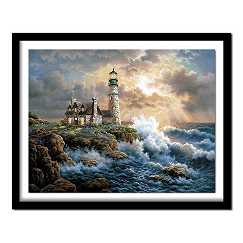 Diamond Painting Kits Full Drill DIY 5D Diamond Embroidery Large Size Lighthouse 60x90cm/24*36in Cross Stitch Adults/Kids Paste Crystal Rhinestone Diamond Art Craft Home Living bedroom Wall Decor von Zuoyun