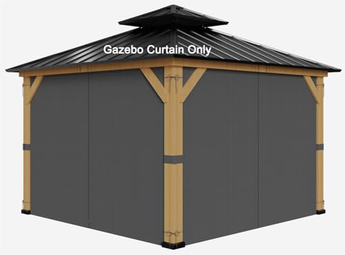 Pavillon-Vorhänge, Ersatz-Seitenwand, 4-teiliges Universal-Schattenvorhänge-Set, schützt Seitenwände (nur Vorhang), 3 x 3,6 m, Grau von Zupoquk