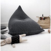 Gestrickte Baumwolle Kinder Sitzsack Stuhlbezug - Dunkelgrau | Ungefüllt von ZuriHouse