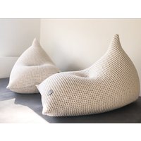 Handgestrickter Baumwoll-Sitzsack Erwachsener Lounger Pouffe von ZuriHouse