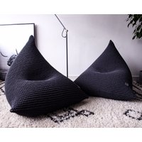 Handgestrickter Baumwollschnur-Sitzsack-stuhl Erwachsenen-Liege-Pouffe von ZuriHouse