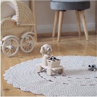 Runder Kinderzimmer Teppich Beige, Häkelteppich Kinder, Neutrales Dekor, Runde Häkelteppiche, Skandinavisch Handgemacht von ZuriHouse