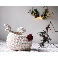 Weihnachten Korb, Rentier Elfenbein, Häkelkorb, Weihnachtsdekoration, Weihnachtsgeschenk von ZuriHouse