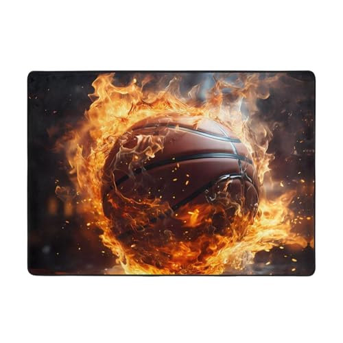 Basketball auf Feuer und Wasserflammenspritzer, 203 x 147 cm, bequem, weich, verschleißfest, rutschfest, geeignet für Schlafzimmer, Wohnzimmer und andere Szenen. Basketball auf Feuer und Wasserflammenspritzer, 203 x 147 cm, bequem, weich, verschleißfest, rutschfest, geeignet für Schlafzimmer, Wohnzimmer und andere Szenen. von Zuroj
