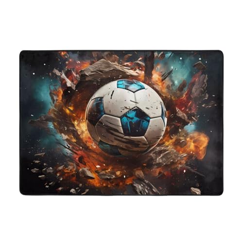 Firecracker Fußballteppich, 203 x 147 cm, bequem, weich, verschleißfest, rutschfest, geeignet für Schlafzimmer, Wohnzimmer und andere Szenen. von Zuroj