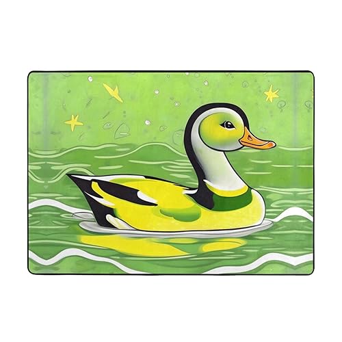 Grüner Enten-Teppich, 203 x 147 cm, bequem, weich, verschleißfest, rutschfest, geeignet für Schlafzimmer, Wohnzimmer und andere Szenen. von Zuroj