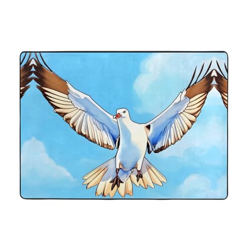 Möwen im Flugteppich, 203 x 147 cm, bequem, weich, verschleißfest, rutschfest, geeignet für Schlafzimmer, Wohnzimmer und andere Szenen. von Zuroj