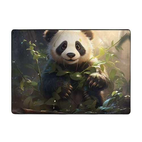 Niedlicher Panda-Pflanzenteppich, 203 x 147 cm, bequem, weich, verschleißfest, rutschfest, geeignet für Schlafzimmer, Wohnzimmer und andere Szenen. von Zuroj