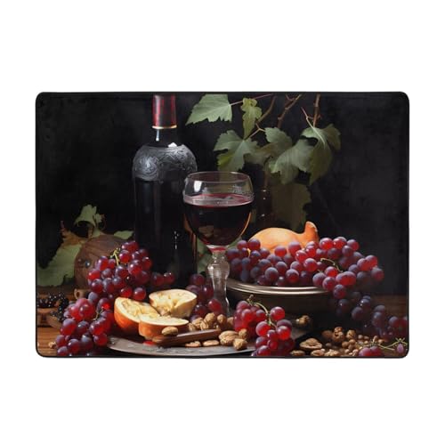 Obst- und Weinteppich, 203 x 147 cm, bequem, weich, verschleißfest, rutschfest, geeignet für Schlafzimmer, Wohnzimmer und andere Szenen. von Zuroj
