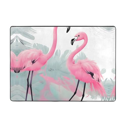 Pinker Flamingo-Teppich, 203 x 147 cm, bequem, weich, verschleißfest, rutschfest, geeignet für Schlafzimmer, Wohnzimmer und andere Szenen. von Zuroj