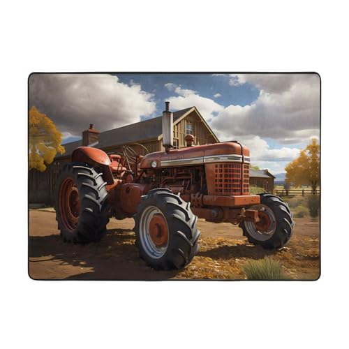 Roter Traktor-Teppich, 203 x 147 cm, bequem, weich, verschleißfest, rutschfest, geeignet für Schlafzimmer, Wohnzimmer und andere Szenen. Roter Traktor-Teppich, 203 x 147 cm, bequem, weich, verschleißfest, rutschfest, geeignet für Schlafzimmer, Wohnzimmer und andere Szenen. von Zuroj