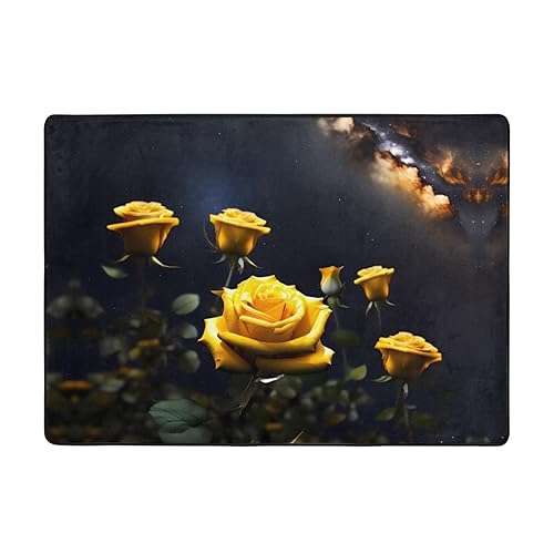 Schöner gelber Rosen-Teppich, 203 x 147 cm, bequem, weich, verschleißfest, rutschfest, geeignet für Schlafzimmer, Wohnzimmer und andere Szenen. Schöner gelber Rosen-Teppich, 203 x 147 cm, bequem, weich, verschleißfest, rutschfest, geeignet für Schlafzimmer, Wohnzimmer und andere Szenen. von Zuroj