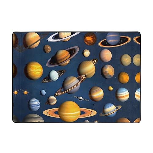 Sonnensystem Planeten Teppich, 203 x 147 cm, bequem, weich, verschleißfest, rutschfest, geeignet für Schlafzimmer, Wohnzimmer und andere Szenen. von Zuroj