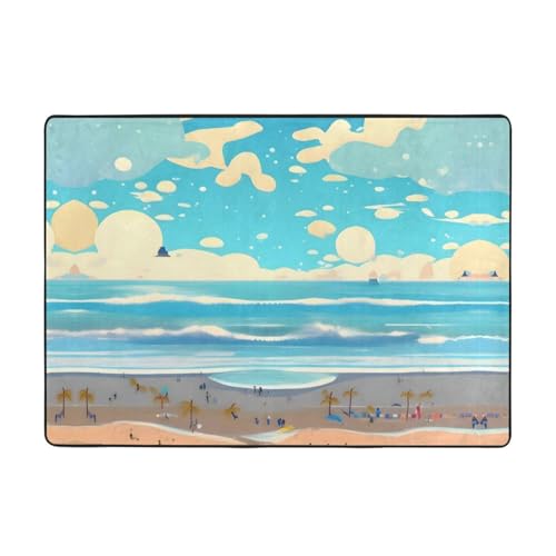 Strand-Cartoon-Teppich, 203 x 147 cm, bequem, weich, verschleißfest, rutschfest, geeignet für Schlafzimmer, Wohnzimmer und andere Szenen. Strand-Cartoon-Teppich, 203 x 147 cm, bequem, weich, verschleißfest, rutschfest, geeignet für Schlafzimmer, Wohnzimmer und andere Szenen. von Zuroj