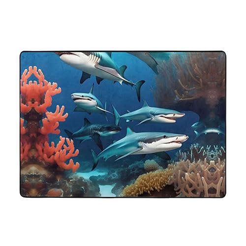 Submarine Shark Coral Teppich, 203 x 147 cm, bequem, weich, verschleißfest, rutschfest, geeignet für Schlafzimmer, Wohnzimmer und andere Szenen. Submarine Shark Coral Teppich, 203 x 147 cm, bequem, weich, verschleißfest, rutschfest, geeignet für Schlafzimmer, Wohnzimmer und andere Szenen. von Zuroj