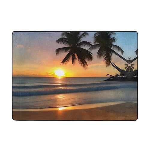 Sunset Strandteppich, 203 x 147 cm, bequem, weich, verschleißfest, rutschfest, geeignet für Schlafzimmer, Wohnzimmer und andere Szenen. von Zuroj
