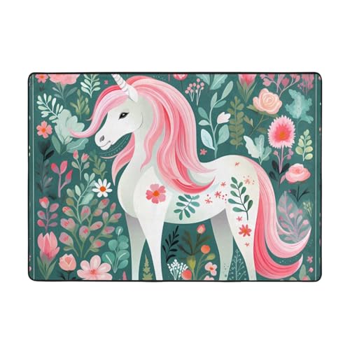 Teppich Einhorn mit rosa Haaren, 203 x 147 cm, bequem, weich, verschleißfest, rutschfest, geeignet für Schlafzimmer, Wohnzimmer und andere Szenen. Teppich Einhorn mit rosa Haaren, 203 x 147 cm, bequem, weich, verschleißfest, rutschfest, geeignet für Schlafzimmer, Wohnzimmer und andere Szenen. von Zuroj