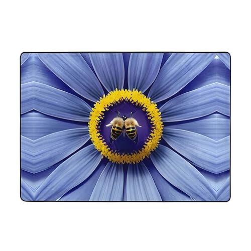 Teppich mit Blumenherz, Biene, 203 x 147 cm, bequem, weich, verschleißfest, rutschfest, geeignet für Schlafzimmer, Wohnzimmer und andere Szenen. Teppich mit Blumenherz, Biene, 203 x 147 cm, bequem, weich, verschleißfest, rutschfest, geeignet für Schlafzimmer, Wohnzimmer und andere Szenen. von Zuroj