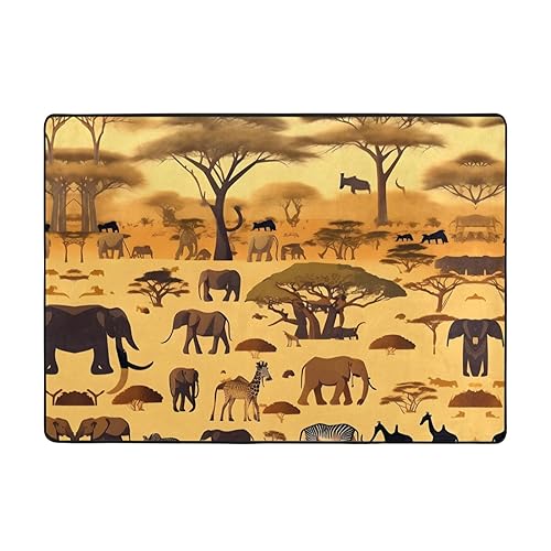 Teppich mit afrikanischen Graslandtieren, 203 x 147 cm, bequem, weich, verschleißfest, rutschfest, geeignet für Schlafzimmer, Wohnzimmer und andere Szenen. Teppich mit afrikanischen Graslandtieren, 203 x 147 cm, bequem, weich, verschleißfest, rutschfest, geeignet für Schlafzimmer, Wohnzimmer und andere Szenen. von Zuroj