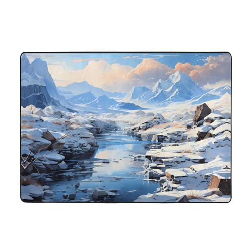 Teppich mit schneebedeckten Berglandschaften, 203 x 147 cm, bequem, weich, verschleißfest, rutschfest, geeignet für Schlafzimmer, Wohnzimmer und andere Szenen. Teppich mit schneebedeckten Berglandschaften, 203 x 147 cm, bequem, weich, verschleißfest, rutschfest, geeignet für Schlafzimmer, Wohnzimmer und andere Szenen. von Zuroj