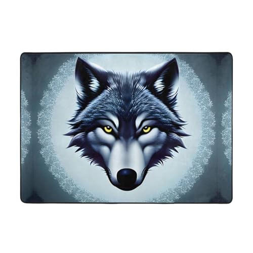 Teppich mit wildem Wolfskopf, 203 x 147 cm, bequem, weich, verschleißfest, rutschfest, geeignet für Schlafzimmer, Wohnzimmer und andere Szenen. Teppich mit wildem Wolfskopf, 203 x 147 cm, bequem, weich, verschleißfest, rutschfest, geeignet für Schlafzimmer, Wohnzimmer und andere Szenen. von Zuroj