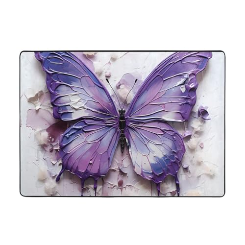 Violetter Ölgemälde-Schmetterling-Teppich, 203 x 147 cm, bequem, weich, verschleißfest, rutschfest, geeignet für Schlafzimmer, Wohnzimmer und andere Szenen. Violetter Ölgemälde-Schmetterling-Teppich, 203 x 147 cm, bequem, weich, verschleißfest, rutschfest, geeignet für Schlafzimmer, Wohnzimmer und andere Szenen. von Zuroj