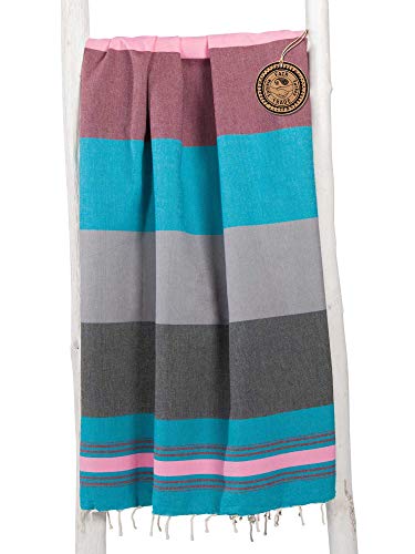 ZusenZomer Fouta Hamamtuch Extra Groß 200x200 - Hamam Badetuch Handtuch Hamam-Tuch XXL - 100% gekämmte Baumwolle - Hochwertige Fair Trade Hamamtücher (Schwarz, Petrol, Pink) von ZusenZomer