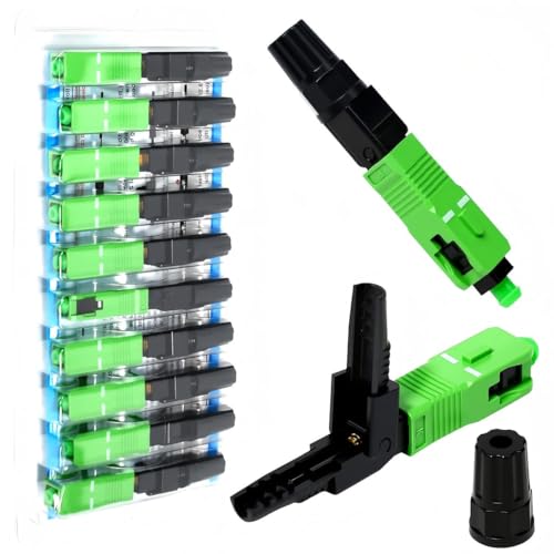 Zuxbolf 12 Stück Glasfaser Verbinder SC/APC Stecker Glasfaser Schnellverbinder Schnelle Adapter Glasfaserstecker Schnellkupplung Glasfaseranschluss für Singlemode Glasfaserverbindungen von Zuxbolf