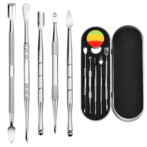 Zuxbolf 5 Stück Modellierwerkzeuge Set Edelstahl Töpferwerkzeug Doppelendiges Schnitzwerkzeug Ton Werkzeug DIY Sculpting Tools mit Eisenbox und 3ml Silikonbehälter für Wachs, Keramik, Skulpturen Zuxbolf 5 Stück Modellierwerkzeuge Set Edelstahl Töpferwerkzeug Doppelendiges Schnitzwerkzeug Ton Werkzeug DIY Sculpting Tools mit Eisenbox und 3ml Silikonbehälter für Wachs, Keramik, Skulpturen von Zuxbolf