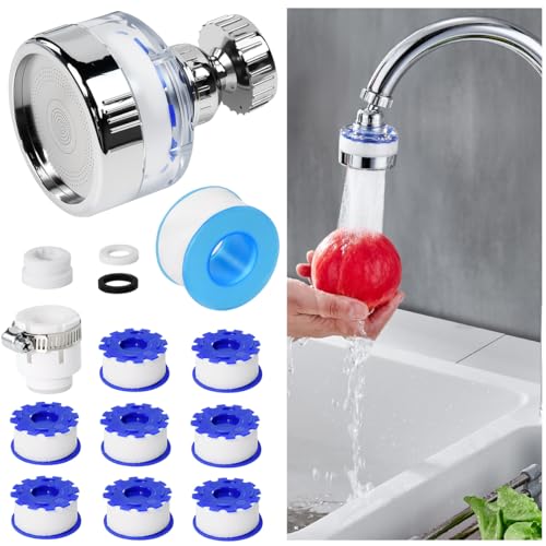 Zuxbolf Wasserfilter Wasserhahn 360°Drehbar Wasserhahnfilter mit 8 Filtereinheiten & Universaladapter Wasserhahnaufsatz Schwenkbar Wasserhahnverlängerung Wasserhahnbelüfter für Küche Bad Waschbecken von Zuxbolf