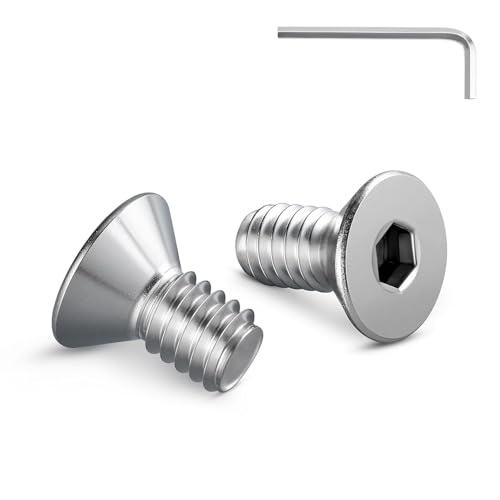 20 Stück M8 x 10 mm Senkkopfschrauben Innensechskant Antrieb Schrauben Edelstahl A2 V2A Vollgewinde mit Innensechskantschlussel von Zuyya