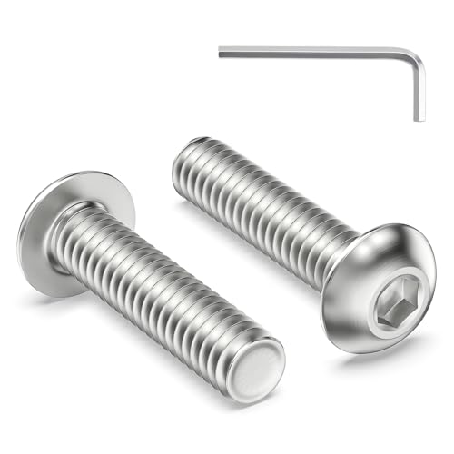 Zuyya 120 Stück M4 x 16 mm Linsenkopfschrauben Innensechskant Flachkopfschrauben M4 Edelstahlschrauben Vollgewinde Halbrundkopfschrauben mit Innensechskantschlussel von Zuyya