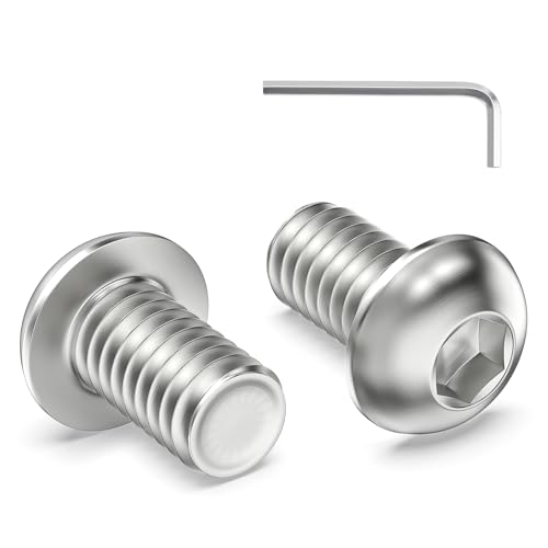 Zuyya 60 Stück M6 x 10 mm Linsenkopfschrauben Innensechskant Flachkopfschrauben M6 Edelstahlschrauben Vollgewinde Halbrundkopfschrauben mit Innensechskantschlussel von Zuyya