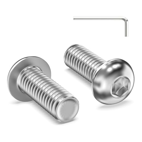 Zuyya 60 Stück M6 x 16 mm Linsenkopfschrauben Innensechskant Flachkopfschrauben M6 Edelstahlschrauben Vollgewinde Halbrundkopfschrauben mit Innensechskantschlussel von Zuyya