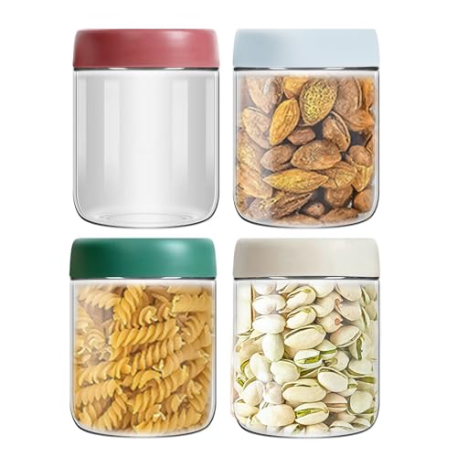 Zuzer 4 Stück Overnight Oats Gläser mit Deckel 600ml Schraubgläser Einmachgläser mit Schraubdeckel Meal Prep Gläser für Overnight Oats Pudding Marmelade Salat Joghurt von Zuzer