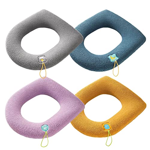 Zuzer 4PCS Toilettensitzbezug Toilet Seat Cover Cushion WC Sitzbezüge Universal WC Sitzkissen WC-Sitzbezug Warm Toilettensitzabdeckung Toiletten Sitzbezug Waschbar WC-Sitzwärmer von Zuzer