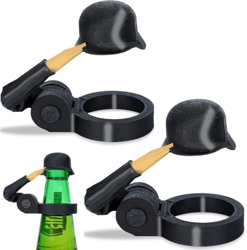 Zuzer Bierhelm 2PCS Flaschenverschluss Bierflaschen,Lustiger Bierflaschenverschluss Wiederverwendbar Salute Soldaten Bierhelm für Party Bar Veteranen Enthusiasten von Zuzer
