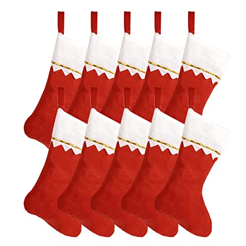 Zuzer Nikolausstrumpf 10 Stück Nikolausstiefel Groß Rot Weihnachtsstrumpf Kamin Weihnachtsstrümpfe Süßigkeiten Geschenktüten Bag Süßigkeitentasche für Weihnachtsdekoration von Zuzer