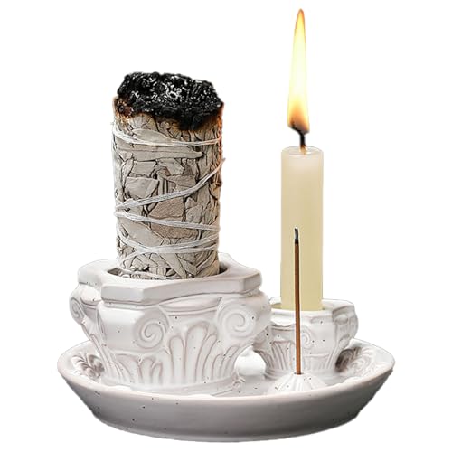 Zuzer Räucherstäbchen Halter aus Keramik,Räucherkegel Halter Räucherschale 4-in-1 Räucherstäbchenhalter Incense Holder für Home Office Decor Yoga Meditation von Zuzer
