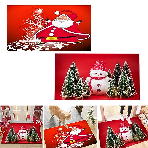 Zuzer Weihnachtsteppich 2PCS Fußmatte Weihnachten rutschfest Weihnachtsdruck Teppich Türmatte Badezimmerteppich Waschbar Badematten Weinachtsdekorationen für Schlafzimmer Küchen Bäder von Zuzer