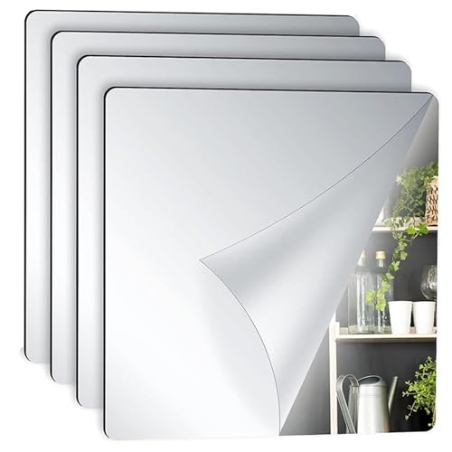 Acryl-Wandaufkleber, selbstklebend, Acrylfolie, quadratisch, bruchsicher, 4 Stück, bruchsicheres Acryl, ohne Glas, Sicherheits-Handwerk von Zvn Zojne