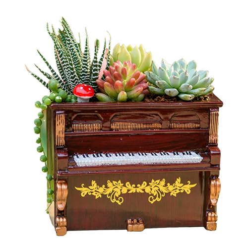 Blumentöpfe, Sukkulententen, Garten | Retro Klavierform Blumentopf | Desktop Deko Container, Retro Harz Sukkulenten Blumentopf für Wohnzimmer von Zvn Zojne