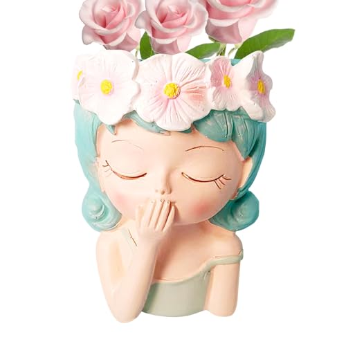 Blumentopf für Gesicht, Feenkopf, Blumenkasten mit Feenkopf, für Mädchen, saftige Töpfe, kleine Blumentöpfe, Feenkopf, Blumengesicht, Kaktus-Pflanzer in D von Zvn Zojne