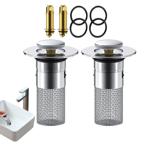 Bodenablauffilter aus Edelstahl, 2 Haarfilter, Waschbeckenstöpsel für Badezimmer, Haarfänger, abnehmbarer Abflussfilter für Badezimmer, Küche von Zvn Zojne