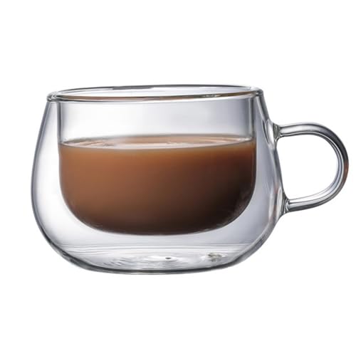 Borosicatierte Glastassen – doppelwandige Kaffeetassen aus Glas 150 ml | Isolierte Glasbecher mit Griff | Doppelglastassen, elegante transparente Kaffeetasse für Cappuccino-Tee von Zvn Zojne