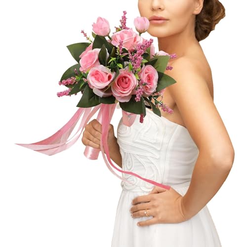 Brautstrauß für Braut | Weiße künstliche Blumen im westlichen Stil, Hochzeitsstrauß aus Seidenblume, Rouge, für Hoteldekoration, Büropartys zu Hause Brautstrauß für Braut | Weiße künstliche Blumen im westlichen Stil, Hochzeitsstrauß aus Seidenblume, Rouge, für Hoteldekoration, Büropartys zu Hause von Zvn Zojne