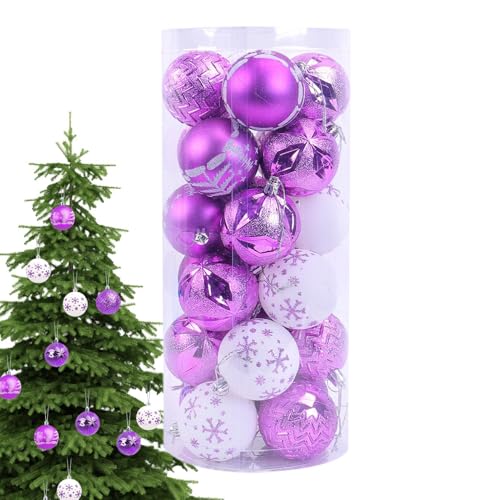 Christbaumkugeln Ornamente, Weihnachtskugeln - 24 Stück bemalte bruchsichere Weihnachtskugeln für Weihnachtsdekorationen, Kugelanhänger, Weihnachtsbaumschmuck für Zuhause, Thanksgi Feiertagsdekoration von Zvn Zojne