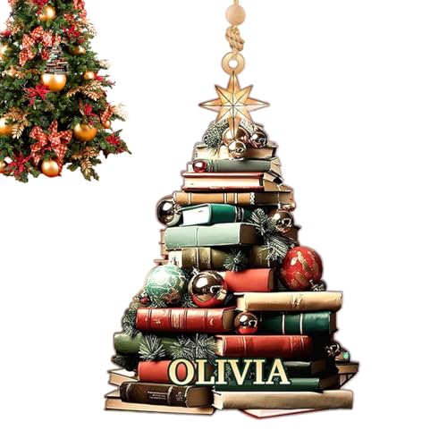 Christbaumschmuck mit Buch, Weihnachtsbaumschmuck mit Buch - 2D Acryl Buchornamente zum Aufhängen, Weihnachtsbaumschmuck | Buchmotive Ornamente für Baumschmuck Nr von Zvn Zojne