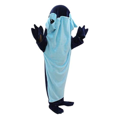 Decke mit Kapuze, Hai, Flanell, Shark, Onesie, Hoodie, bequeme Kombination, tragbare Haidecke, Hai-Decke für Erwachsene, Kapuzenpullover, Schlafdecke, Kostüm von Zvn Zojne