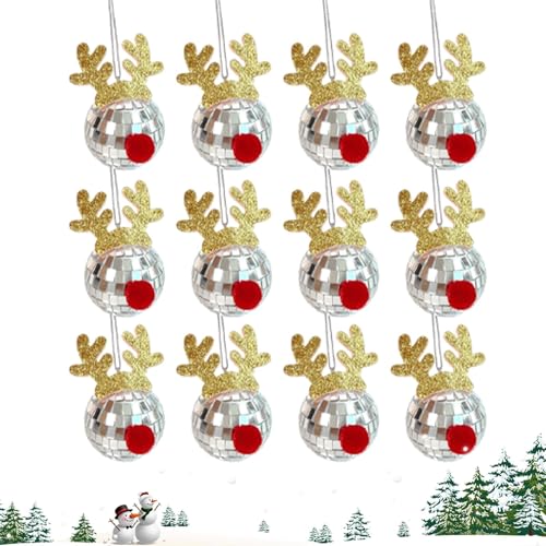 Disco-Spiegelkugel, Dekoration für Auto-Spiegel, Discokugel, Weihnachts-Disco, aus Hirschgeweih, 12 x Disco-Kugel, Weihnachtskugel-Ornamente, Disco-Spiegel, Party-Spiegel Disco-Spiegelkugel, Dekoration für Auto-Spiegel, Discokugel, Weihnachts-Disco, aus Hirschgeweih, 12 x Disco-Kugel, Weihnachtskugel-Ornamente, Disco-Spiegel, Party-Spiegel von Zvn Zojne